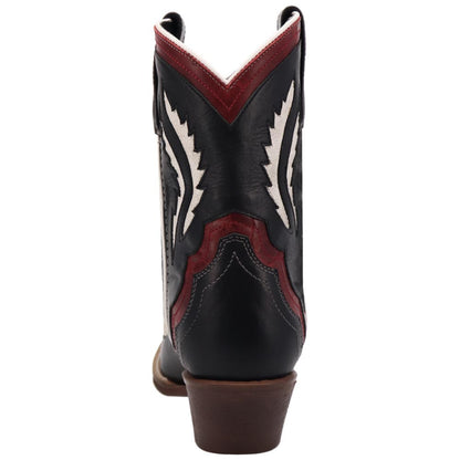 Laredo Wrenly Women's Black Leather Western Bootie – 8" Snip Toe Cowgirl Ankle Boot