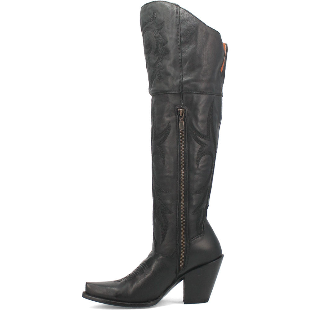 Dan Post Women’s Jilted Black 20” Snip Toe Over-the-Knee Zipper Boot
