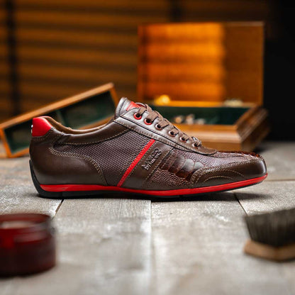 Marco Di Milano Portofino Ostrich Leg Sneaker - Brown