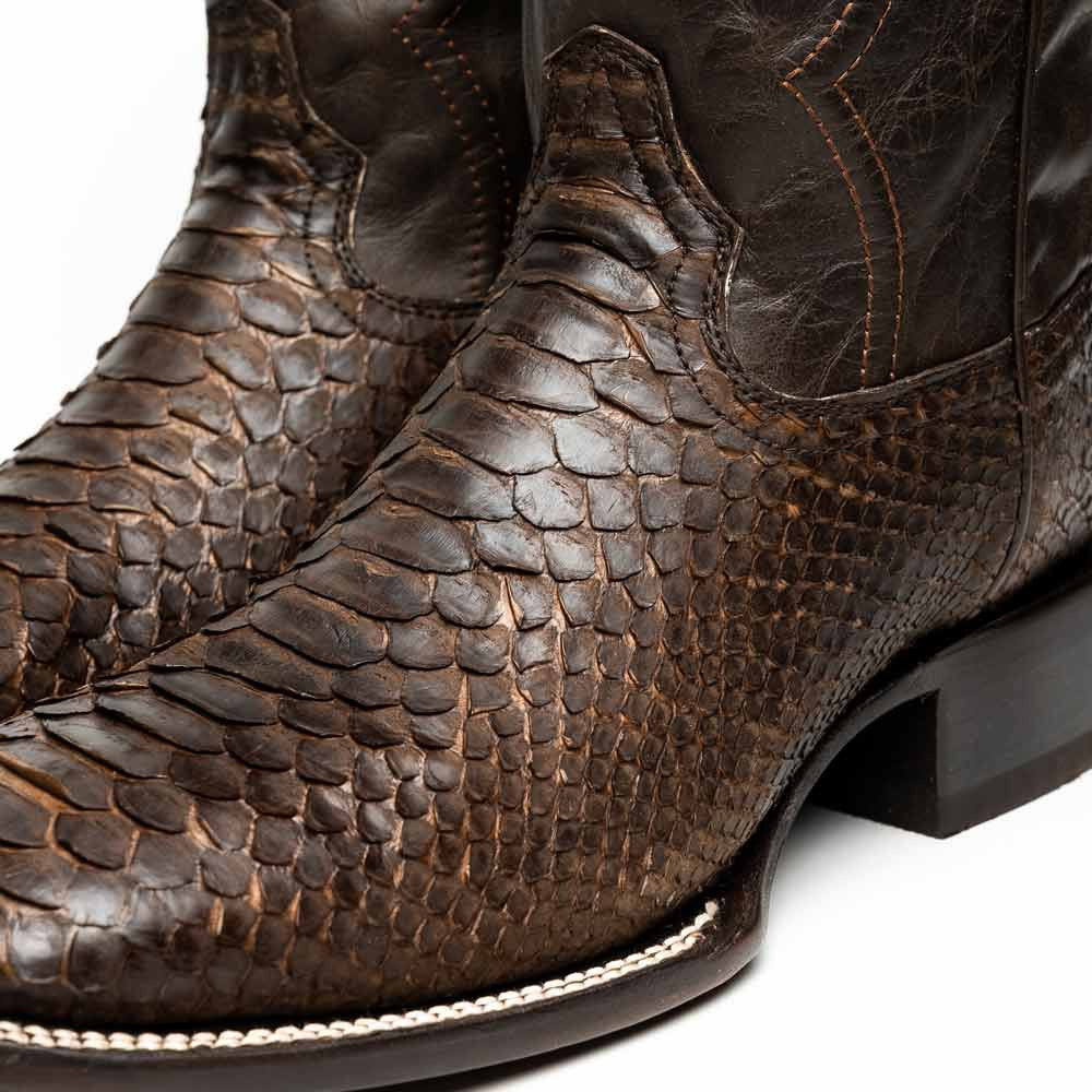 Missouri Genuine Python Skin Brown Cowboy Boot | Marco Di Milano Western Boots