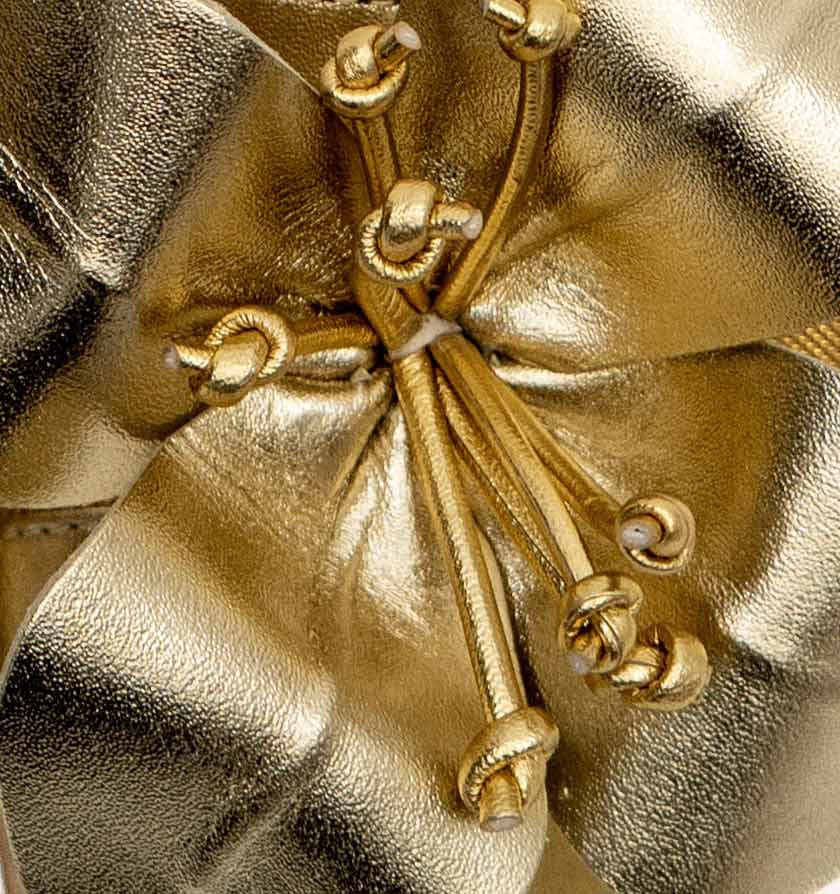Lady Couture Women's Blossom Gold Leather Slide Sandals