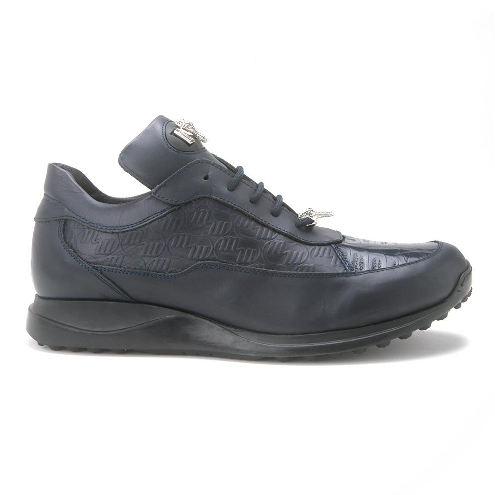 Mauri Blue Genuine Crocodile Skin & Nappa Casual Sneakers