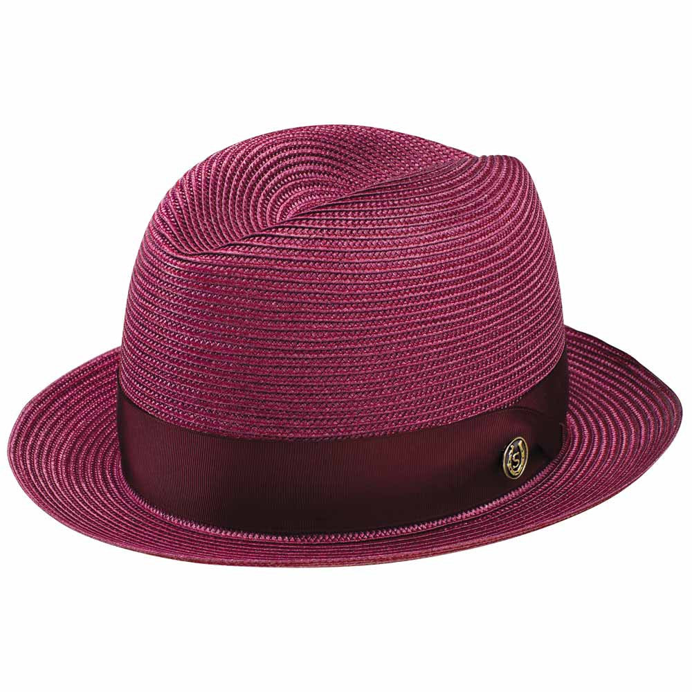 Stetson Parker Burgundy Florentine Milan Synthetic Straw Dress Hat