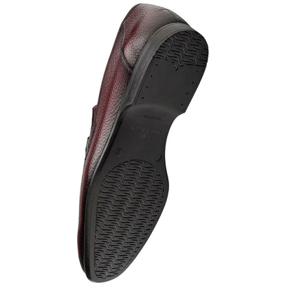 Marinelli Deerskin Ornament Burgundy Moc Toe Slip On | Mezlan Dress Loafer for Men