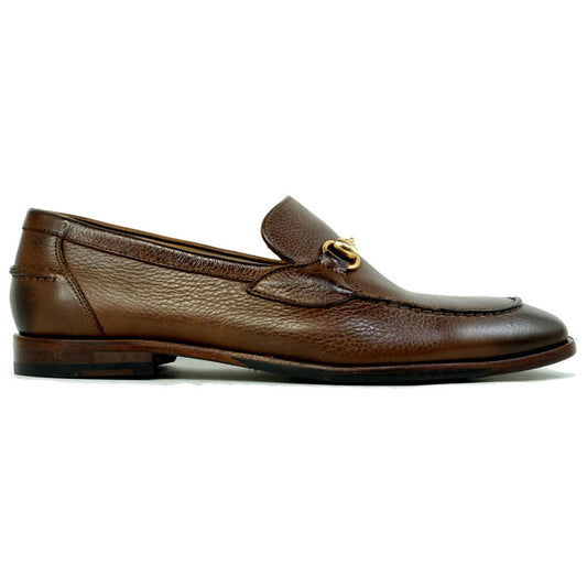 Alan Payne Miami Brown Pebble Grain Bit Loafer - with Antique Gold Hardware