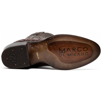 Savannah Genuine Full Quill Ostrich Skin Cowboy Tabac Boot | Marco Di Milano Western Boots