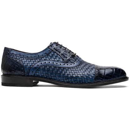 John Woven calfskin Genuine Caiman Crocodile Cap Toe Oxford | Marco Di Milano