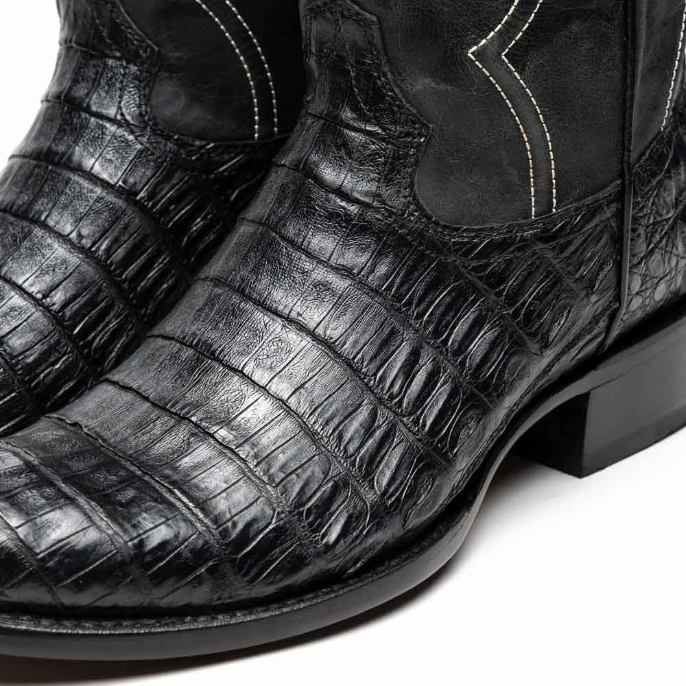 Phoenix Genuine Caiman Belly Skin Black Cowboy Boot | Marco Di Milano Western Boots