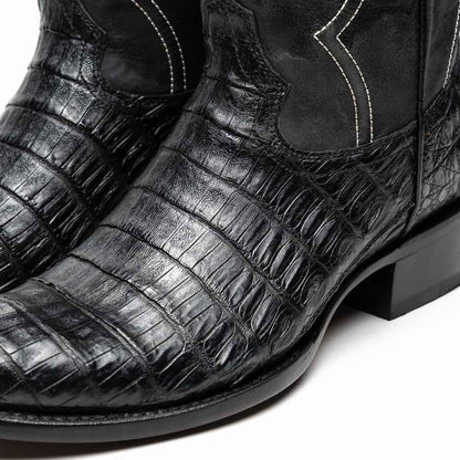 Phoenix Genuine Caiman Belly Skin Black Cowboy Boot | Marco Di Milano Western Boots