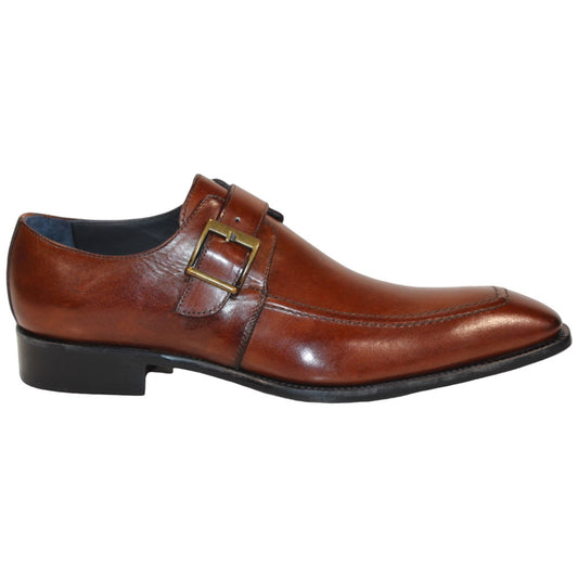 Duca Garda Men's Brown Calf-Skin Leather Monkstrap Oxfords Shoes