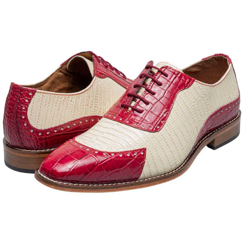 Stacy Adams Tarango Modified Cap Toe Raspberry w/Ivory Oxford Shoes for Men