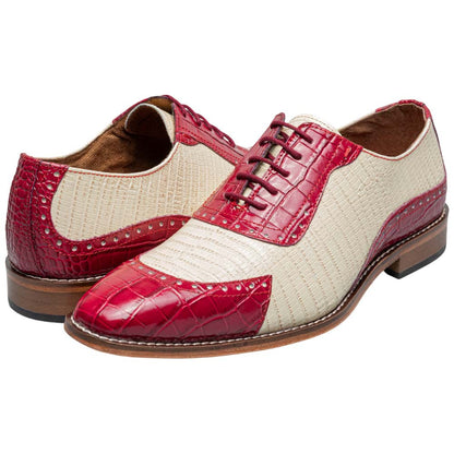Stacy Adams Tarango Modified Cap Toe Raspberry w/Ivory Oxford Shoes for Men