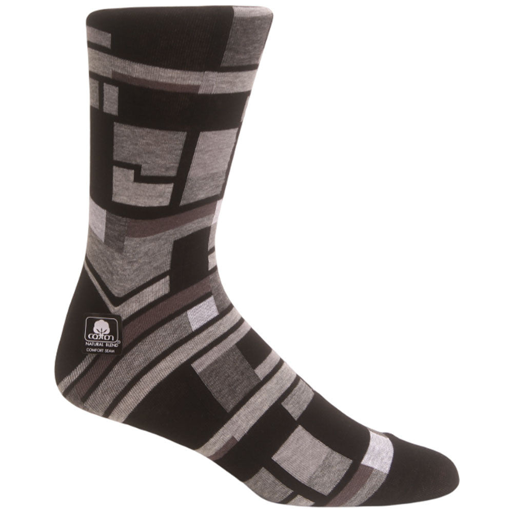 Offset Stripe Silver/Black Men’s Crew Dress Sock | Stacy Adams Premium Socks