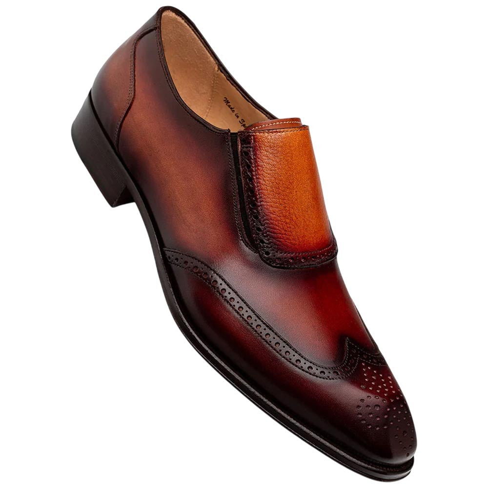 Mezlan Liberty Wing Tip Medallion Men's Cognac/Rust Slip-On