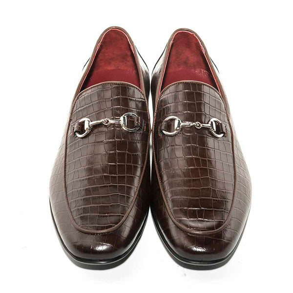 Sigotto Uomo Black Crocodile Print Embossed Monk Strap Buckle Dress Shoes