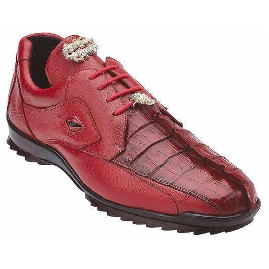 Belvedere Vasco Men's Red Hornback Crocodile & Soft Calf Sneaker