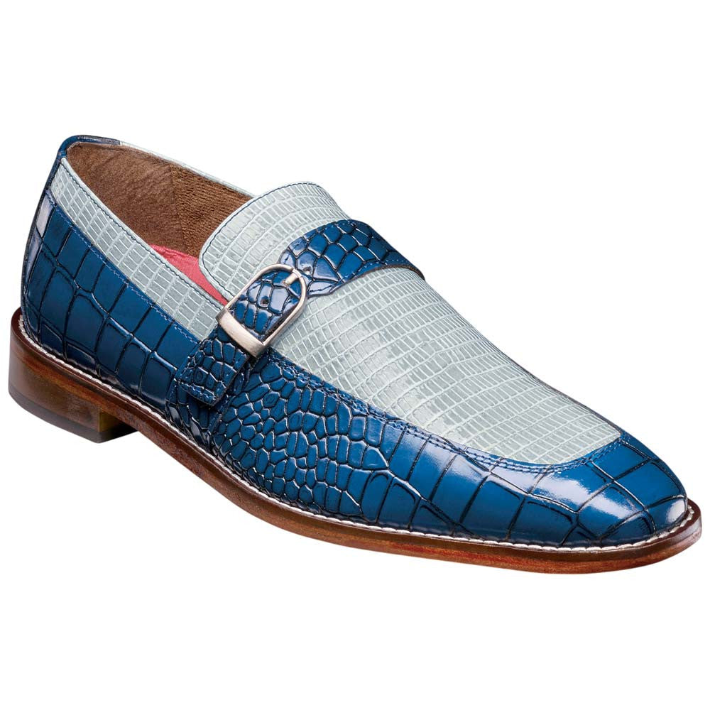 Stacy Adams Rubiano Moc Toe Buckle Strap Slip-On - Dark Blue Multi