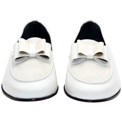 Amalfi White Velvet & Patent Leather Slip on | Duca Bow Dress Loafers
