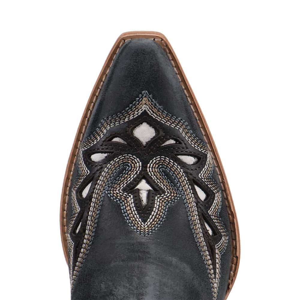 Dan Post Haven Women's Blue Leather Western Bootie - 8" Shaft, Snip Toe