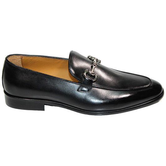 Duca Vasto Men's Black Calf-Skin Leather Loafers