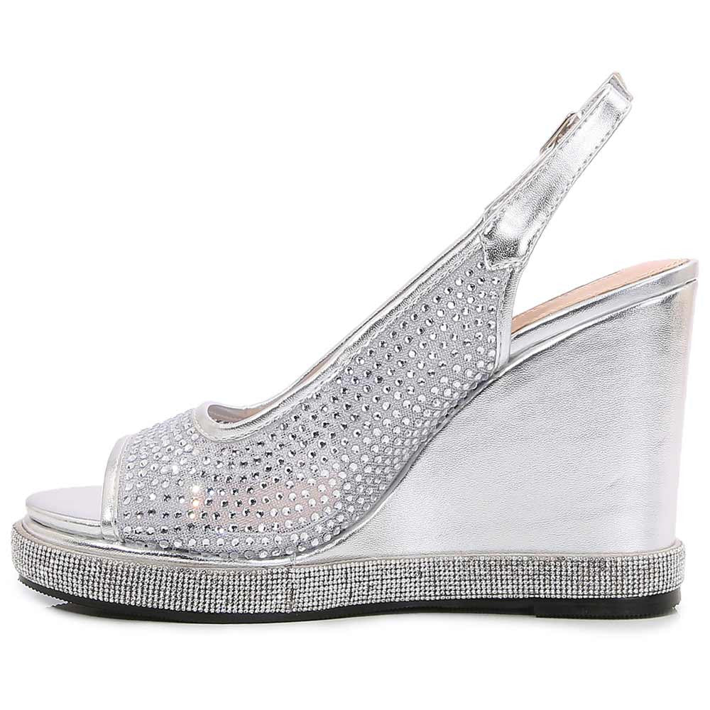 Lady Couture Belair 4” Wedge Sandals in Silver