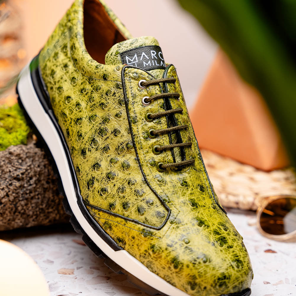 Marco Di Milano Scanno Antique Green Ostrich Fashion Sneakers