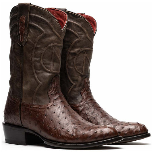 Savannah Genuine Full Quill Ostrich Skin Cowboy Tabac Boot | Marco Di Milano Western Boots