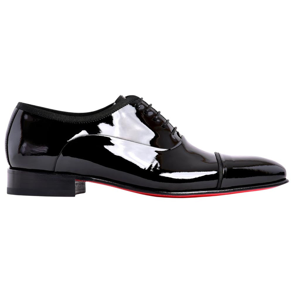 Corrente Men's Patent Leather Cap-Toe Oxford - Black