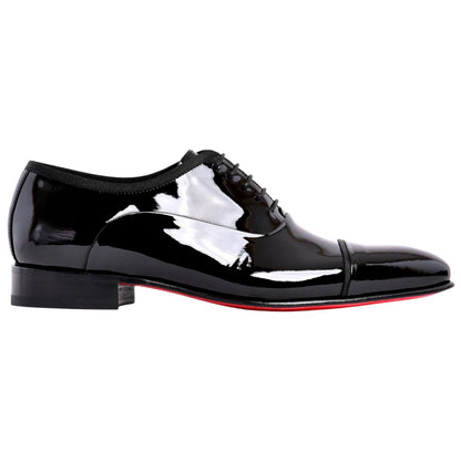 Corrente Men's Patent Leather Cap-Toe Oxford - Black