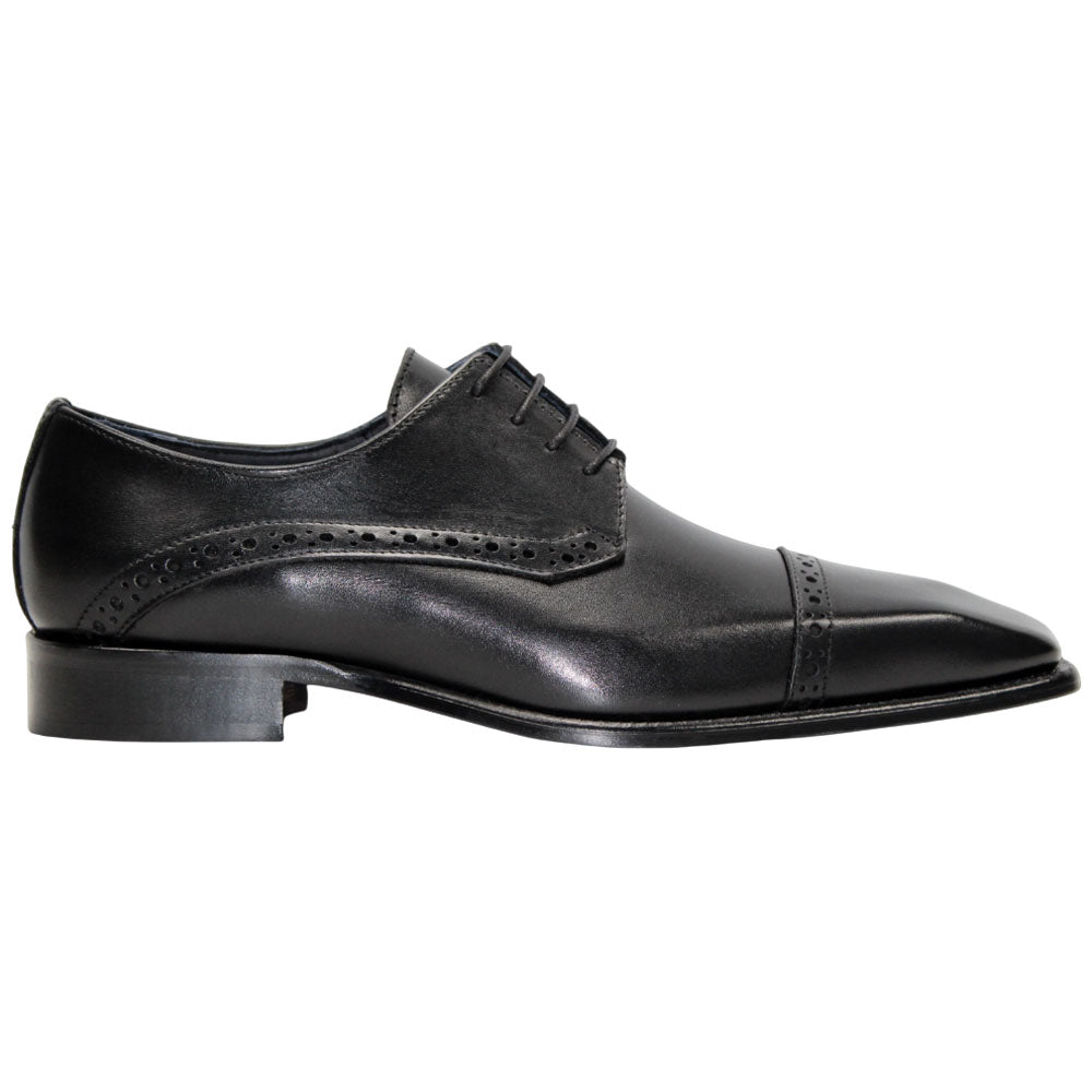 Duca Lombardi Men's Black Calf-Skin Leather Oxfords Shoes