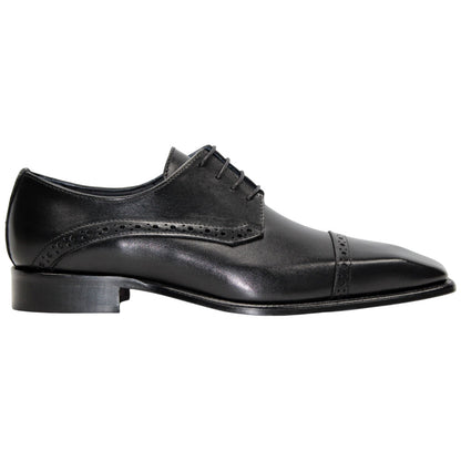 Duca Lombardi Men's Black Calf-Skin Leather Oxfords Shoes