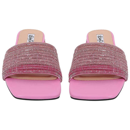 Lady Couture Amazing Women's Pink Multi Rhinestone Strap Slide Sandals