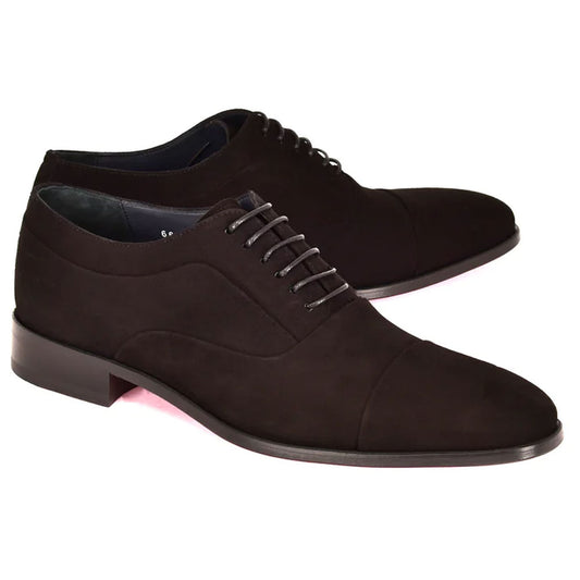 Corrente Men’s Black Suede Cap Toe Lace-Up Loafer
