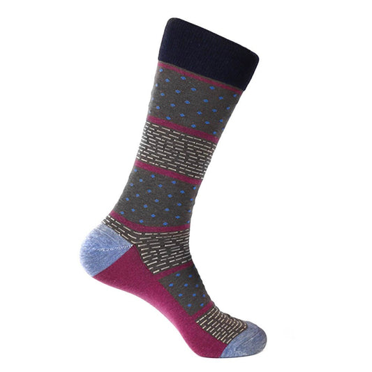 Steven Land Gray Multi Dots and Dashes Pattern Men's Socks