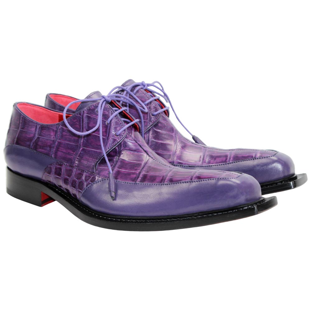 Fennix Frank Men's Purple Calf Leather/Alligator Exotic Oxfords Shoes
