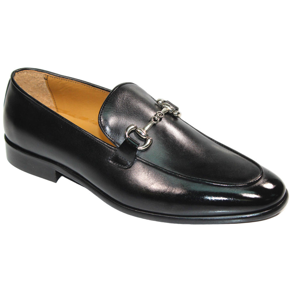Duca Vasto Men's Black Calf-Skin Leather Loafers