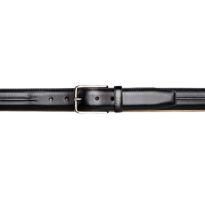 Mezlan Men's Classic Center Piperd Calfskin Belt in Black