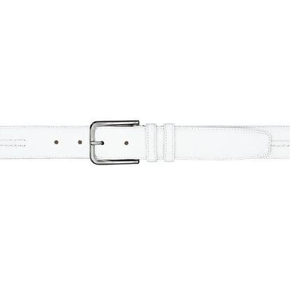 Mezlan Men’s White Deerskin Belt with Silver Buckle