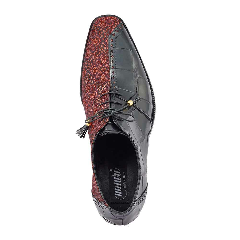 Mauri Men’s Two-Face Exotic Alligator Skin and Matahari Fabric Oxford Lace Ups