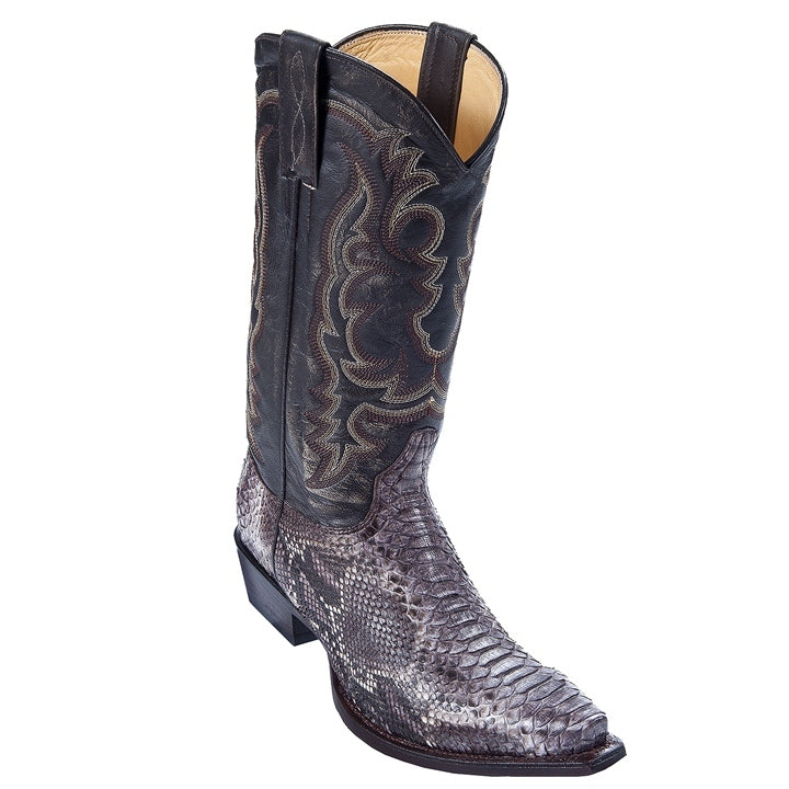 Los Altos Men's Rustic Brown Genuine Python Snakeskin Snip Toe Boots