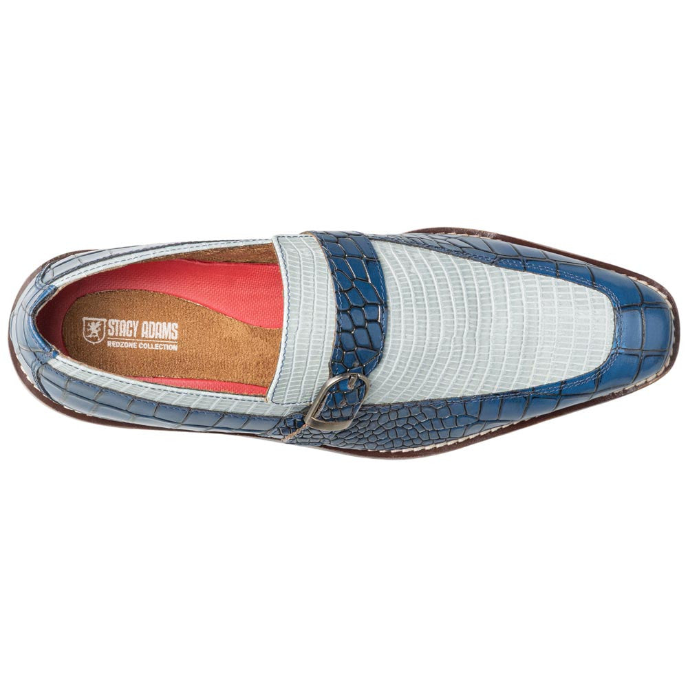 Stacy Adams Rubiano Moc Toe Buckle Strap Slip-On - Dark Blue Multi