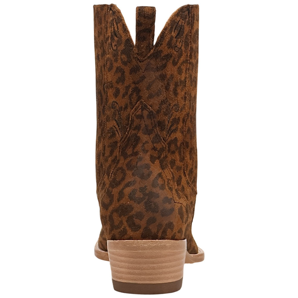 Dan Post Feral Women's Leopard Suede Leather Western Bootie - 7" Shaft, Snip Toe