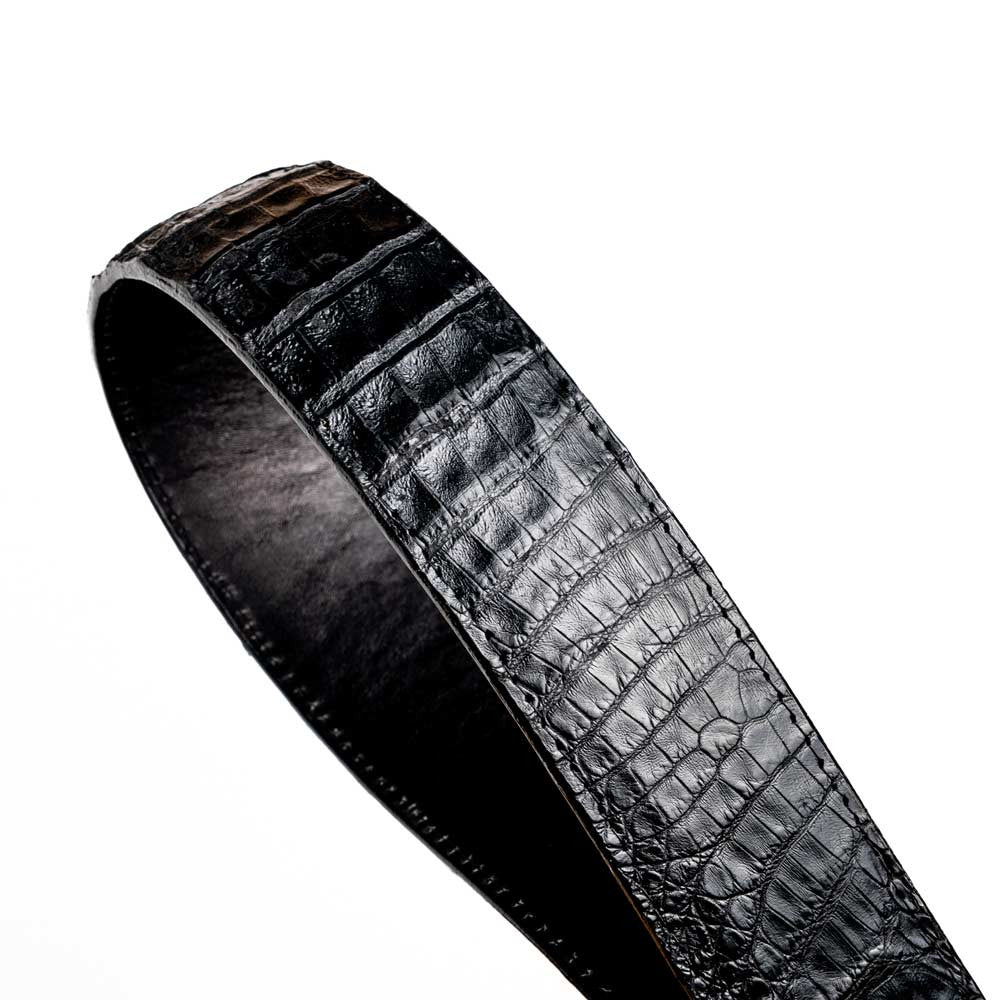 Iowa Genuine Caiman Crocodile Skin Belt in Black with Antique Western Buckle | Marco Di Milano Exotic Belt