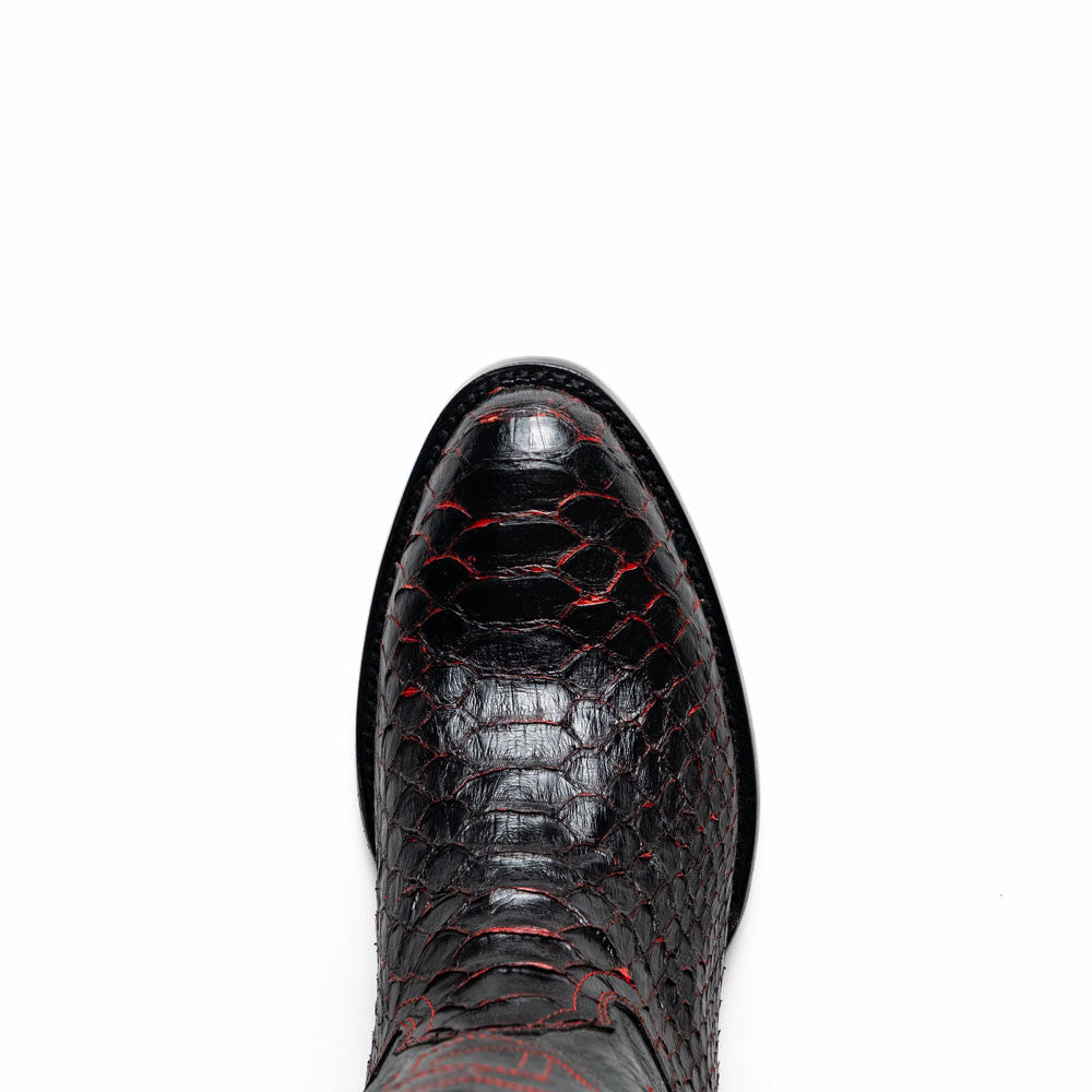 Kansas Genuine Python Skin Black Cherry Cowboy Boot | Marco Di Milano Western Boots