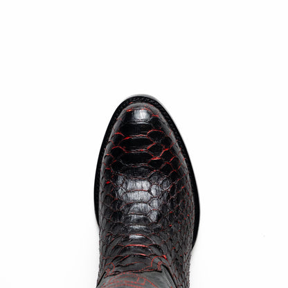 Kansas Genuine Python Skin Black Cherry Cowboy Boot | Marco Di Milano Western Boots