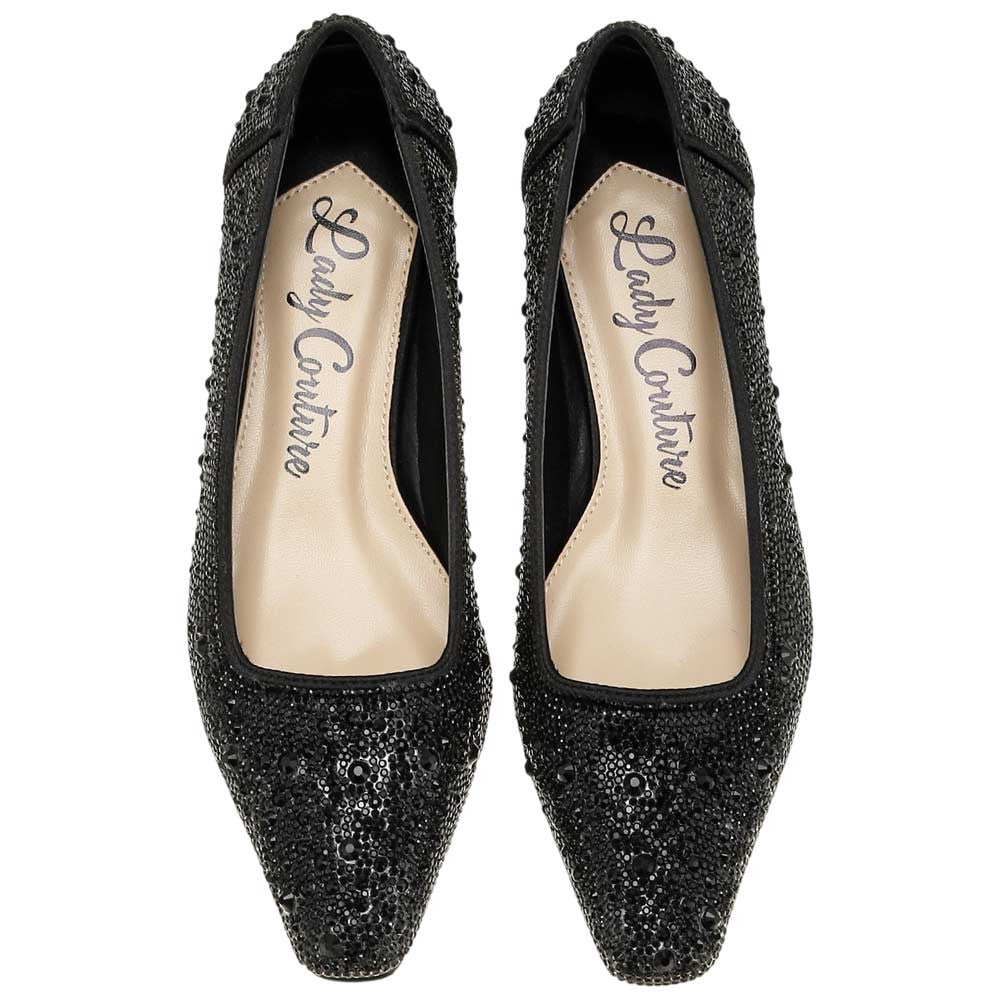 Lady Couture Fever Women's Black Rhinestone Crystal Pointed Toe Dress Shoes