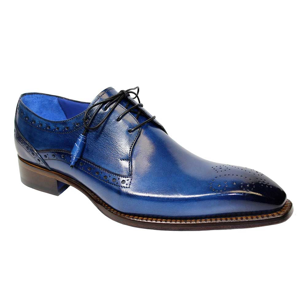 Emilio Franco Giacamo Ocean Blue Calfskin leather Derby Oxfords for Men