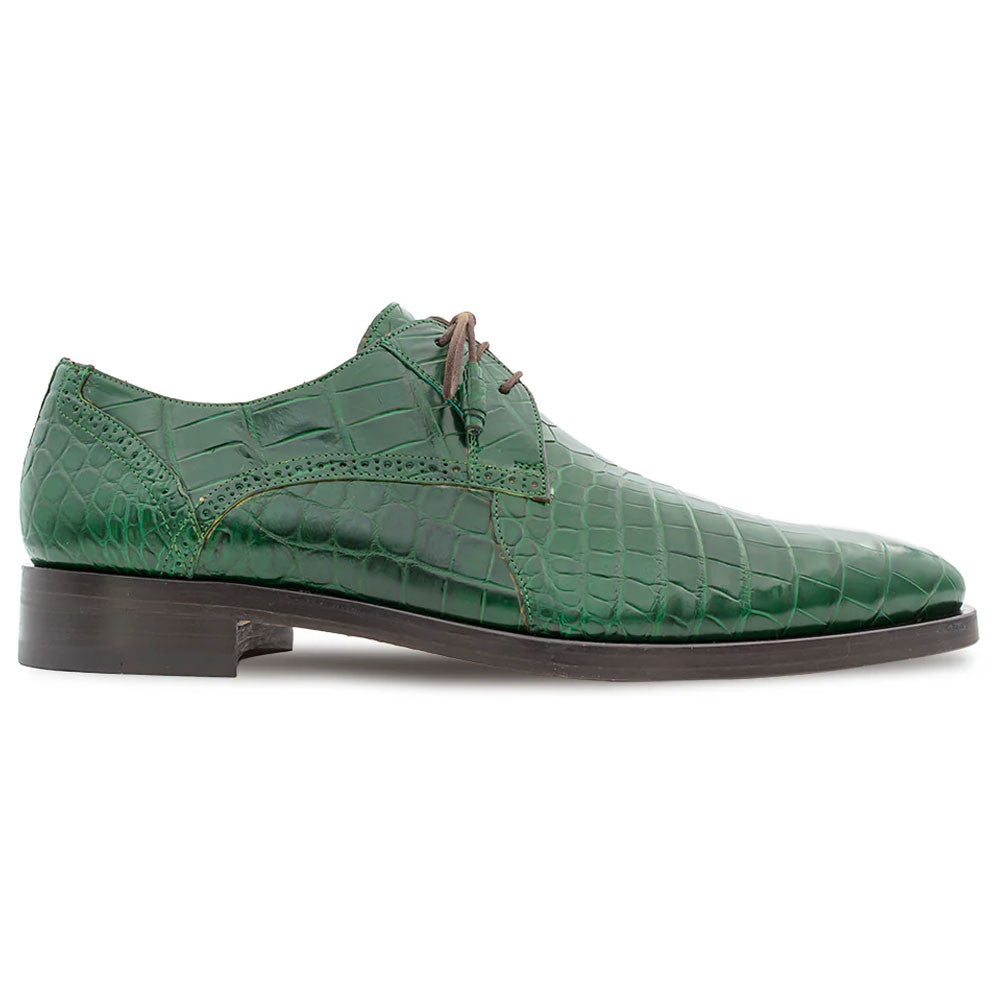 Mezlan Men's Alligator Derby Shoes in Forest