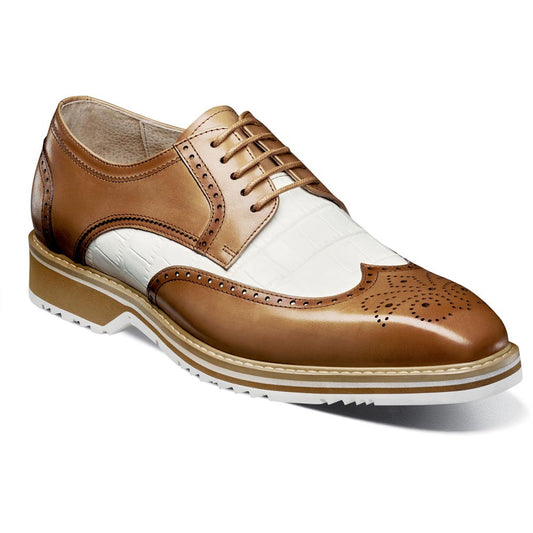 Stacy Adams Beaumont Wingtip Oxford in Nature and White