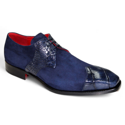 Fennix Landon Men's Navy Alligator & Suede Oxfords Shoes